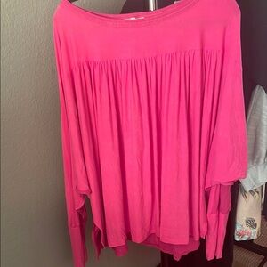 White Birch Pink Ruffled 3/4 Sleeve Blouse